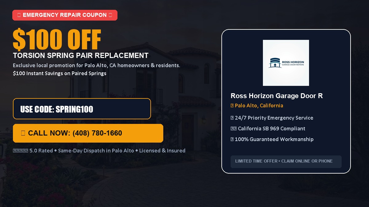 $100 OFF Heavy-Duty Torsion Spring Pair Replacement in Palo Alto, CA